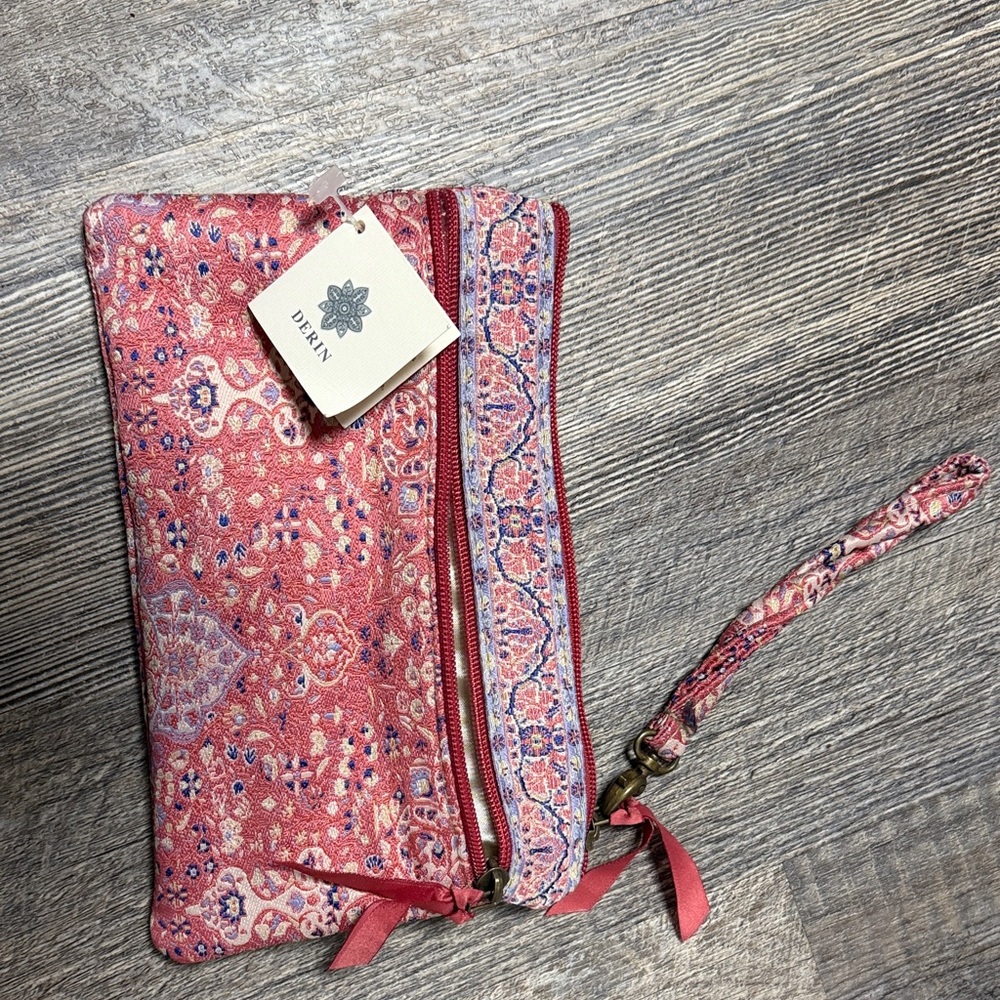 Derin Pink Floral Wristlet Clutch and matching belt